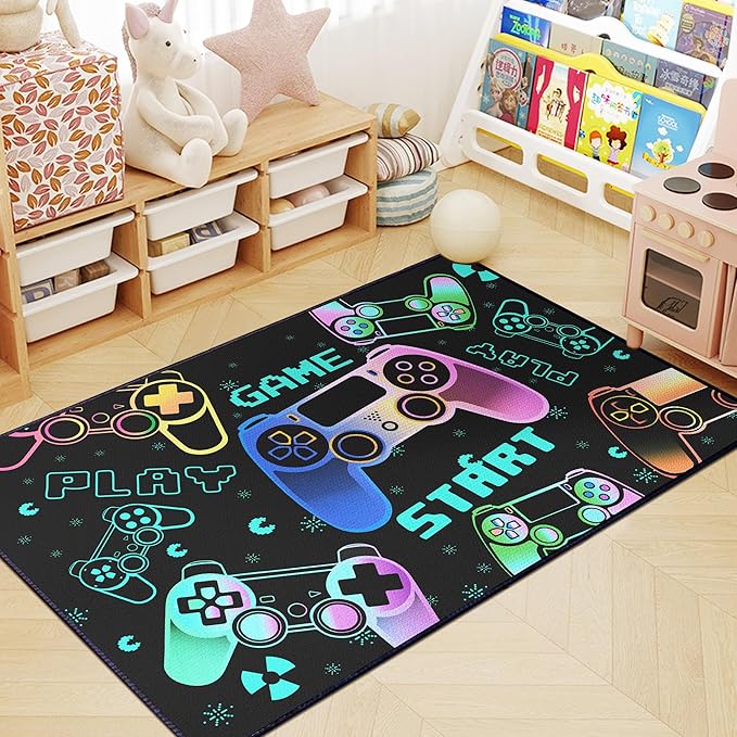 Play Gaming Rug for Bedroom Gamer Mat Gamepad for Boys Room 59"x39"...