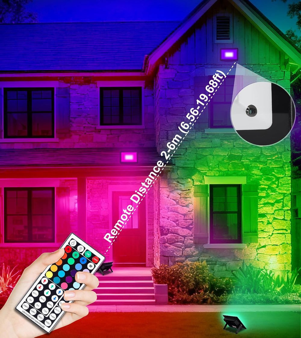 TigQiang 4 Pack 50W RGB Flood Light, IP66 RGB floodlight for Halloween
