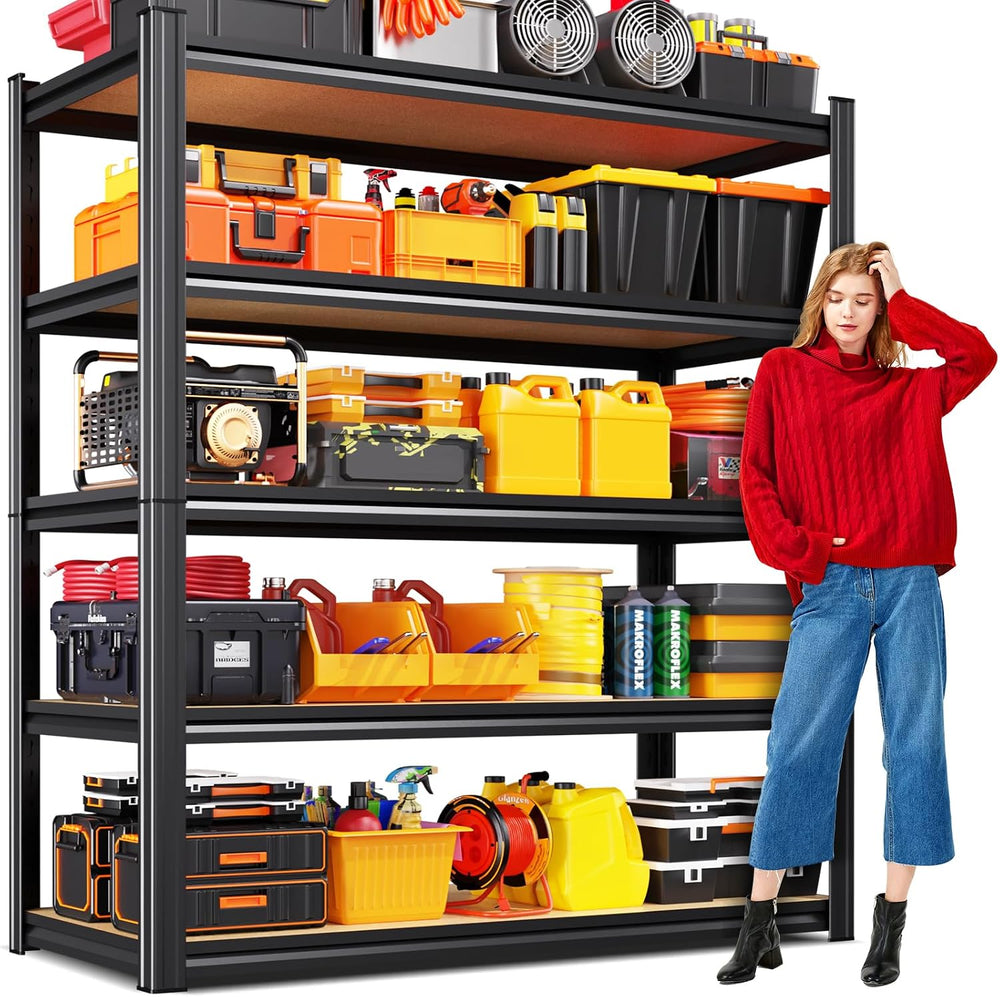 78''H Storage shelves, Adjustable Garage Shelving,5-Tier Shelving Unit