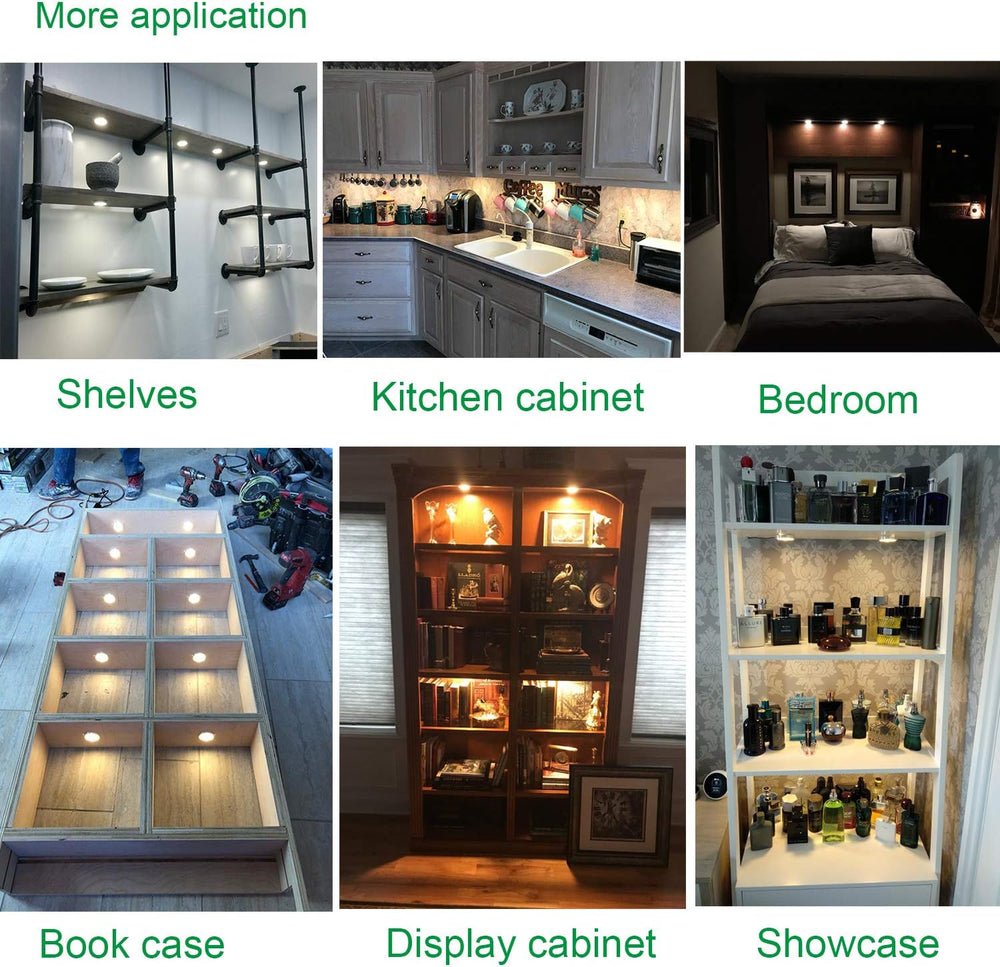 AIBOO Linkable Under Cabinet LED Lighting 12V Dimmable Puck Lights with Wirel...