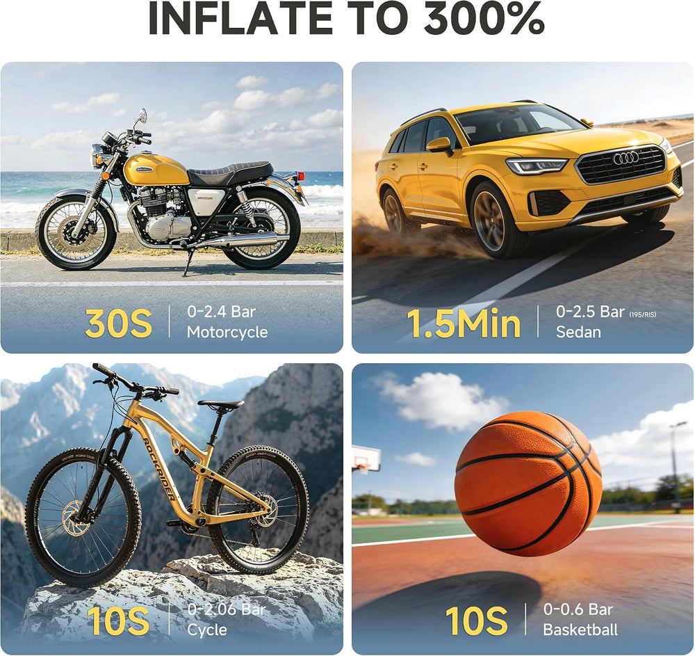 Tire Inflator Portable Air Compressor for Car, Motocycle, Bike Inflatables