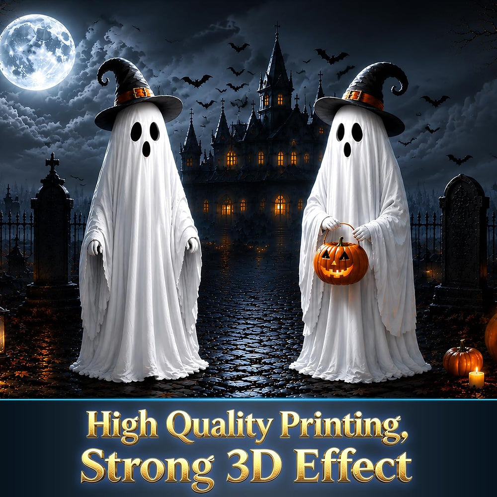 Halloween Garage Door Cover 16x7 FT, Ghost Halloween Garage Door Decoration