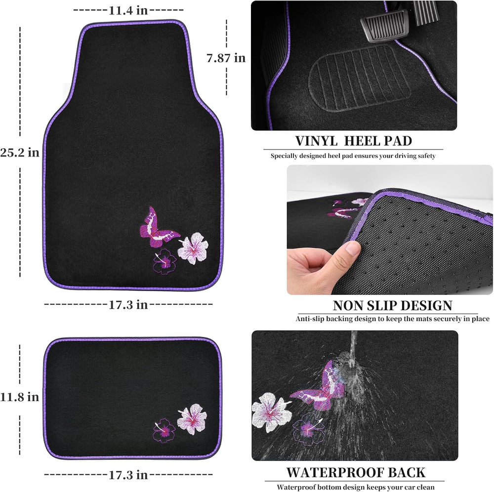 CAR PASS Universal Butterfly Car Seat Covers Front Set, Embroidered Flower Wa...