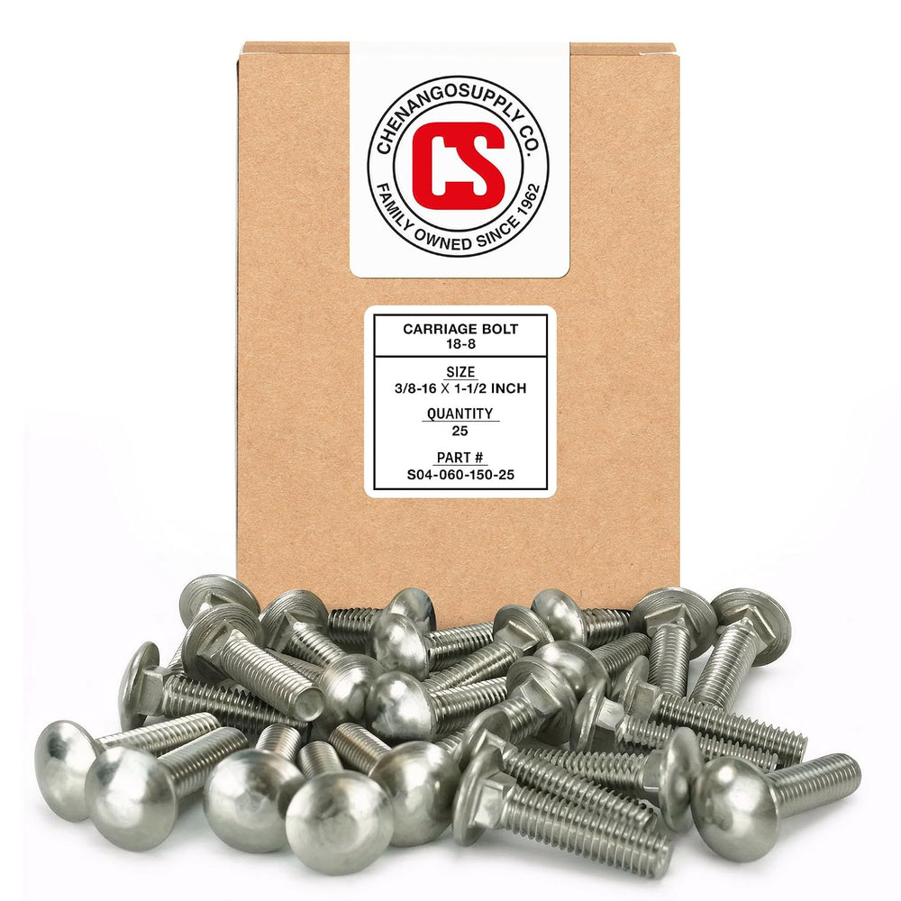 Chenango Supply 3/8-16 x 1-1/2" Stainless Carriage Bolts