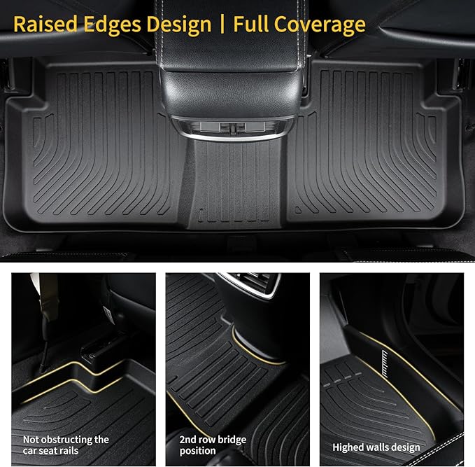 GINOWY-Floor Mats for Nissan Pathfinder 2022-2025, TPE Rubber All Weather Mats