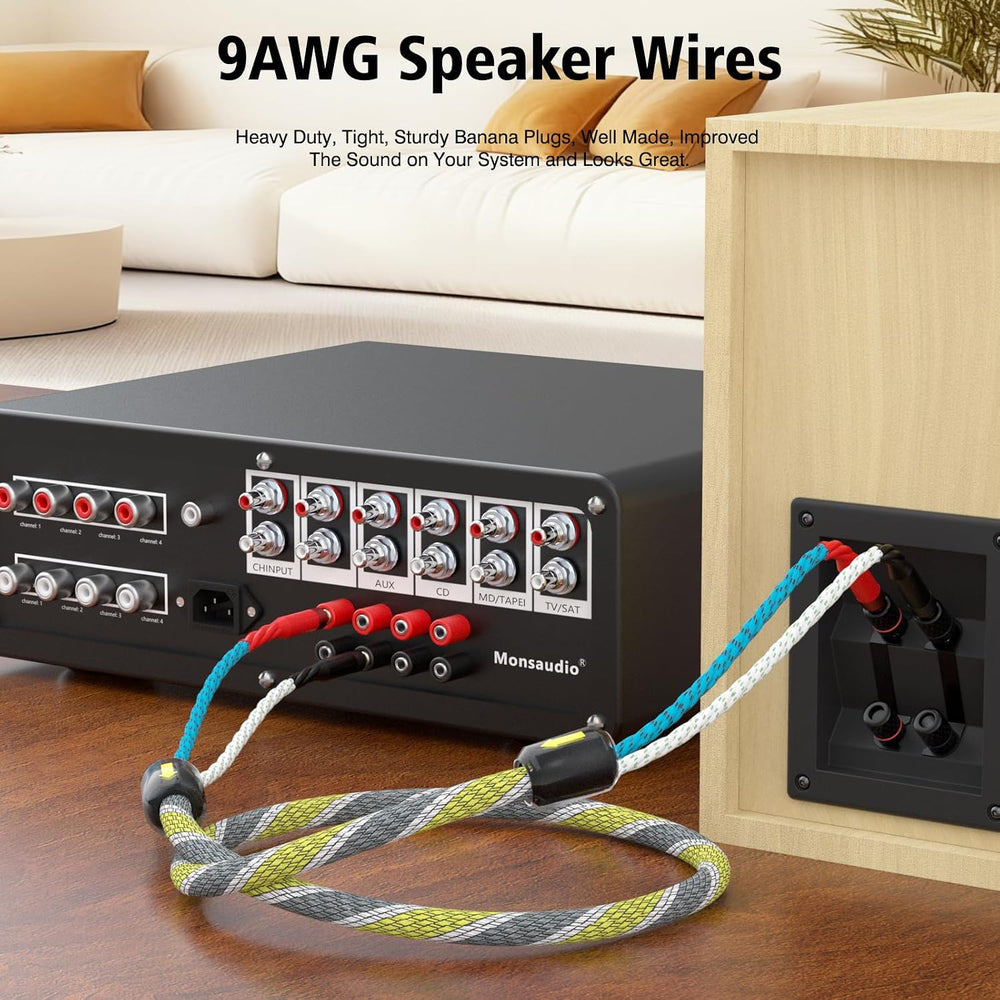 9AWG Speaker Wire 2 x 6.3 mmยฒ HiFi Audiophile Speaker Cable 1 Pair(2.5M)