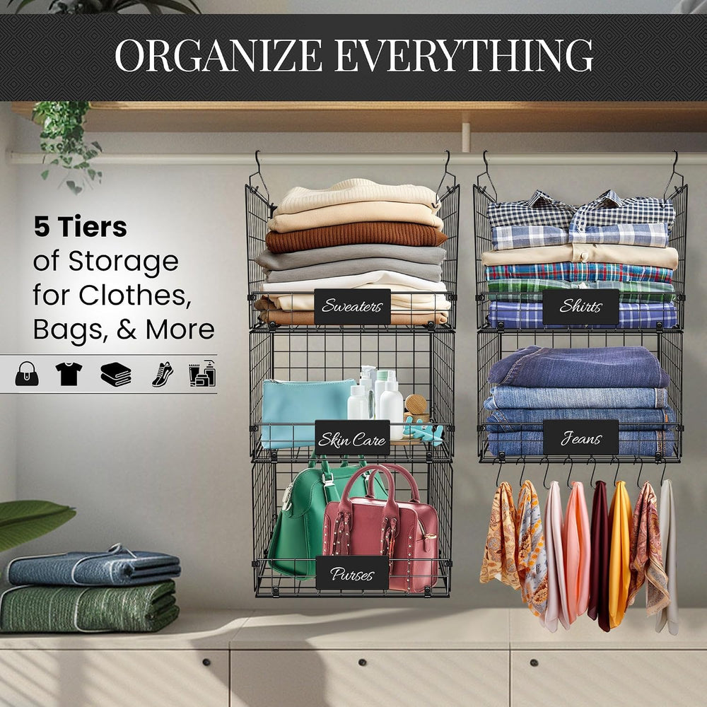 DECOLURE 5-Tier Adjustable Hanging Closet Organizer โ Maximize Hanging Storag...