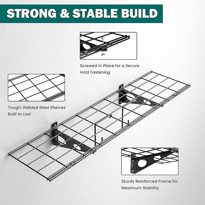 EVERHANGER Garage Wall Shelves, 12 X 48 Inch Wall Mounted Storage Shelves