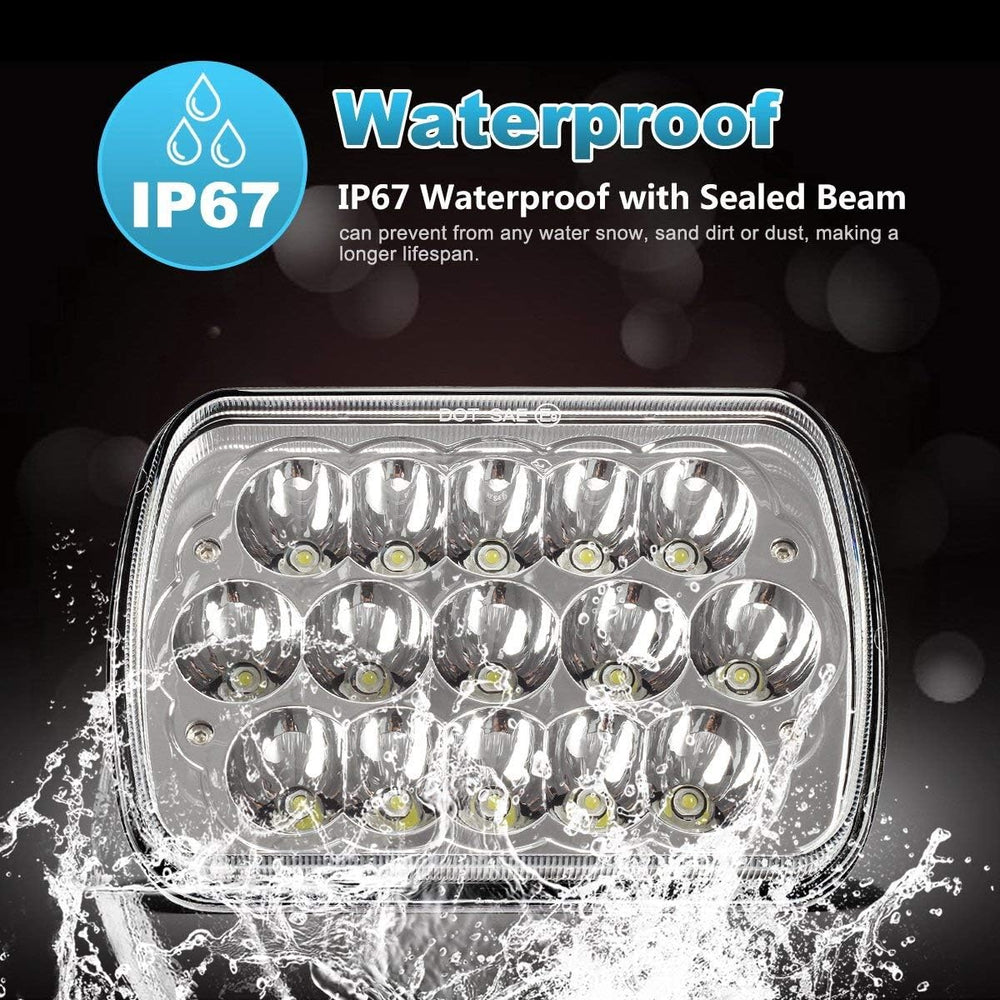 Partsam 2PCS Rectangle H6054 LED Headlights 5x7 7x6 Headlamp Hi/Low Sealed Be...