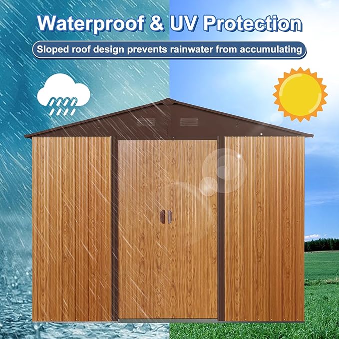 8x6 FT Outdoor Storage Shed, Metal Shed