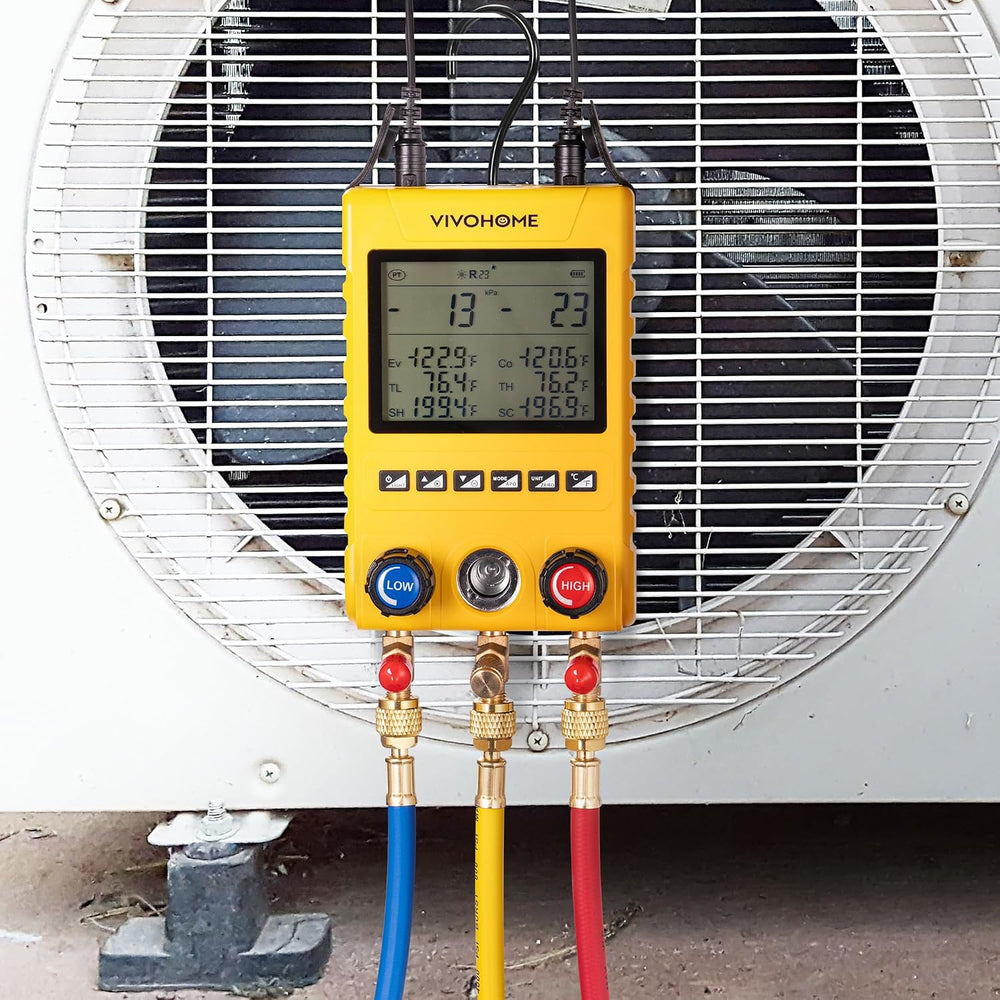 VIVOHOME Digital HVAC Manifold Gauges with 2 Wired Temperature Clamp Probes