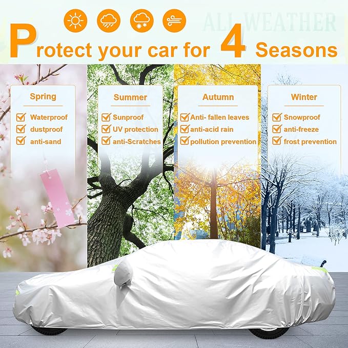 Car Cover for Automobiles All Weather Waterproof Universal Fit for Sedan