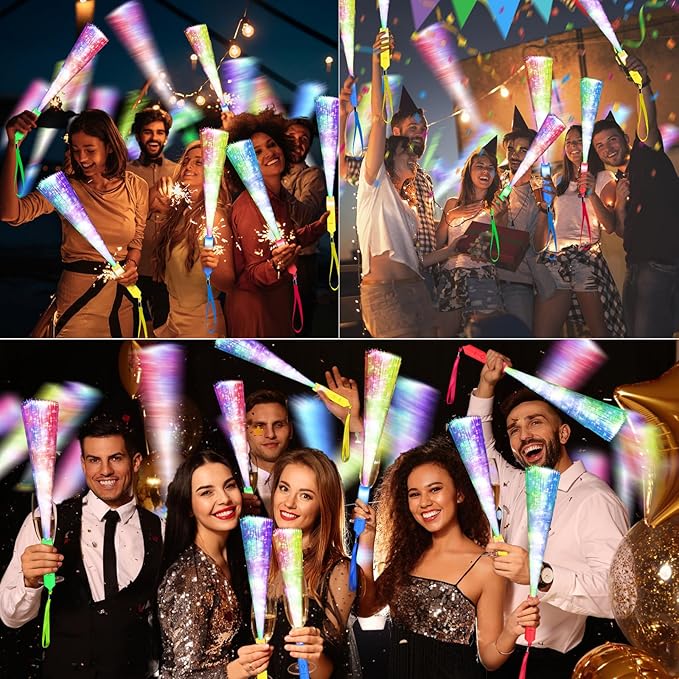 38 PCS Halloween Glow Sticks Bulk, Glow Fiber Optic Sticks, LED Light Wands, ...