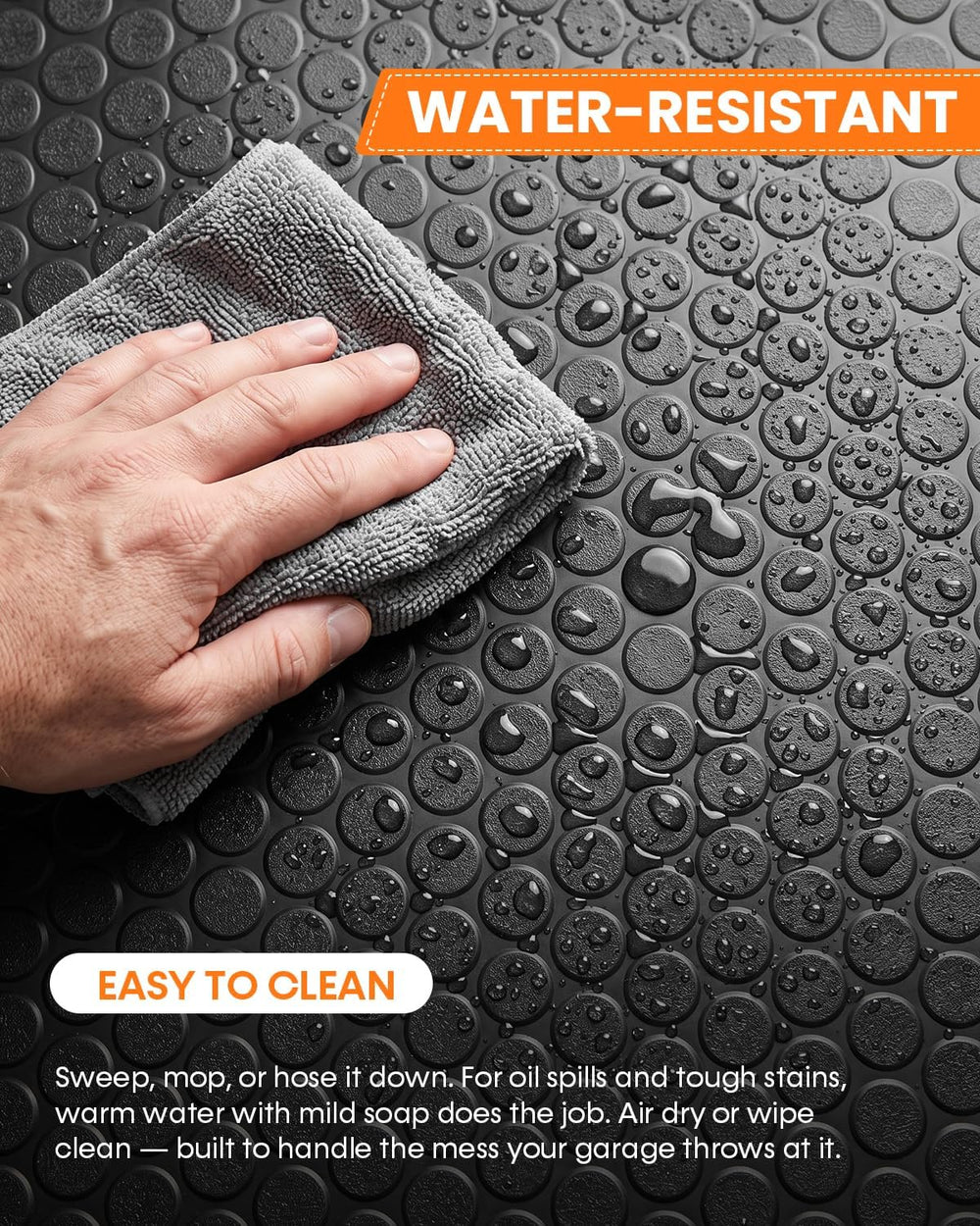 SEAL 5 x 8 FT Premium Garage Floor Mat, Solid 2.8mm Thick Lay-Flat Black Comm...