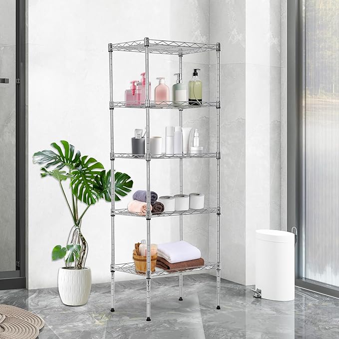 BestOffice 5 Tier Garage Shelving Heavy Duty Metal Shelves 17”D x 12”W x 48”H