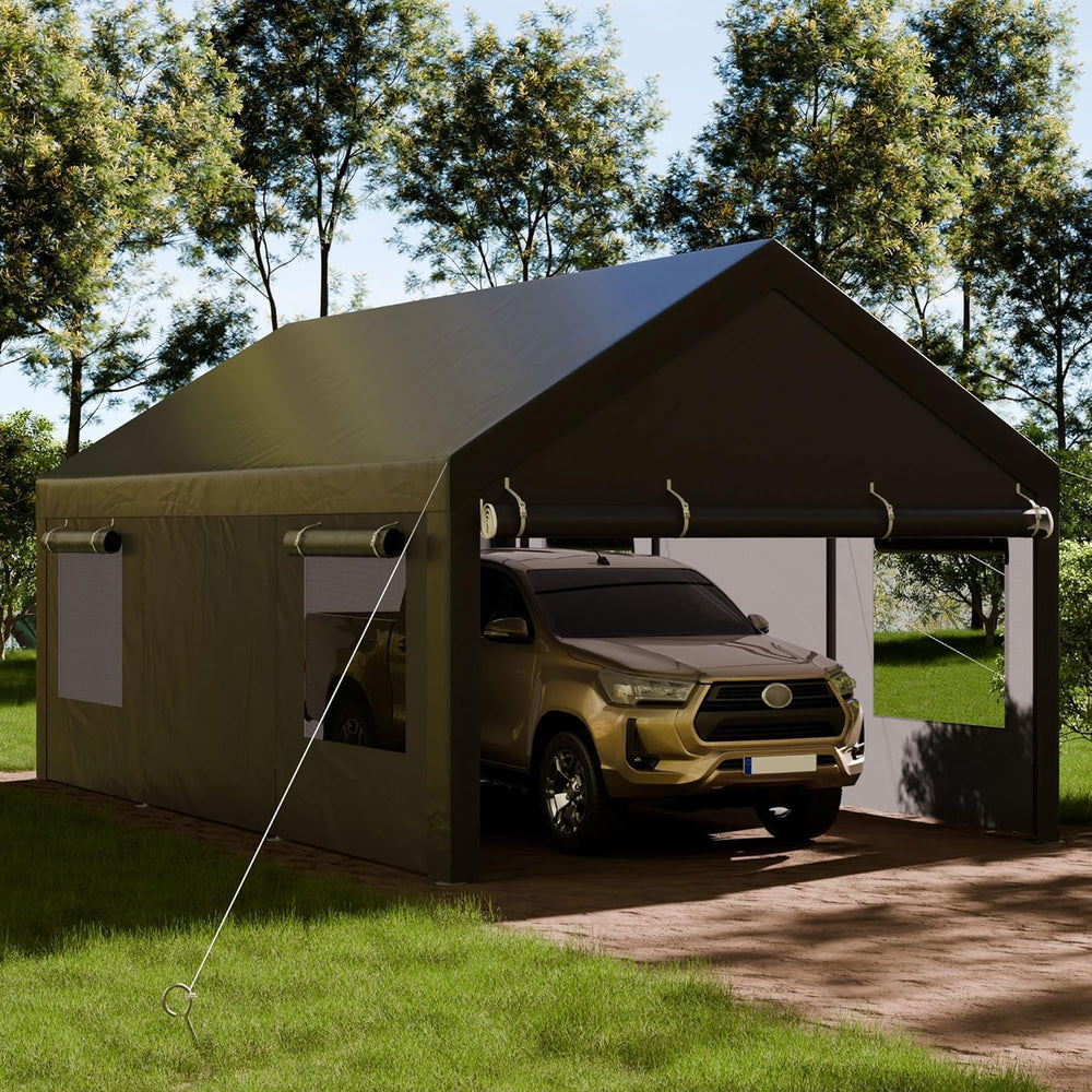 12x20 FT Heavy-Duty Design Carport,Portable Garage Canopy,Carport Canopy with...