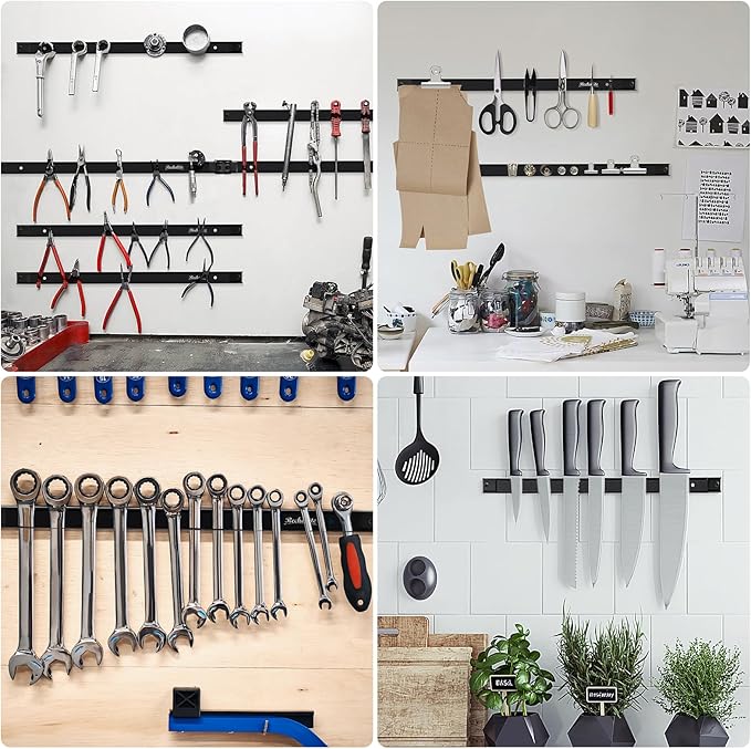 6 Pieces 18" Magnetic Tool Holder Strip, Metal Tool Organizer Rack