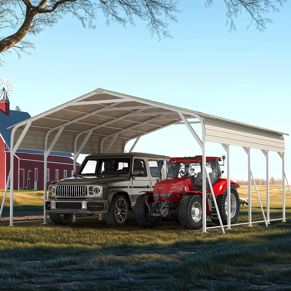 20x20 FT Heavy Duty Metal Carport with Vertical Roof, Pre-Drilled All Weather...