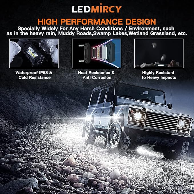 R3 White LED Rock Lights Kit 12PCS