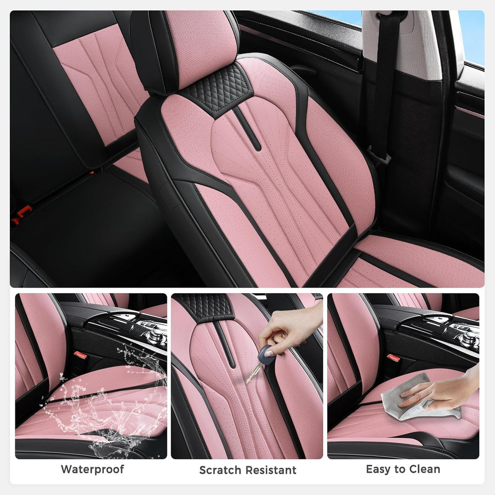 Huidasource Car Seat Covers Front Seats 2 Pack, Waterproof Faux Leather Car S...