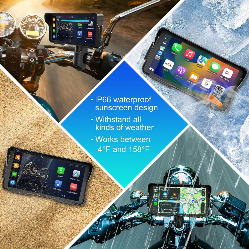 Motorcycle Carplay (Includes 128G SD Card) with Dual Cameras, TPMS, 5.5"...