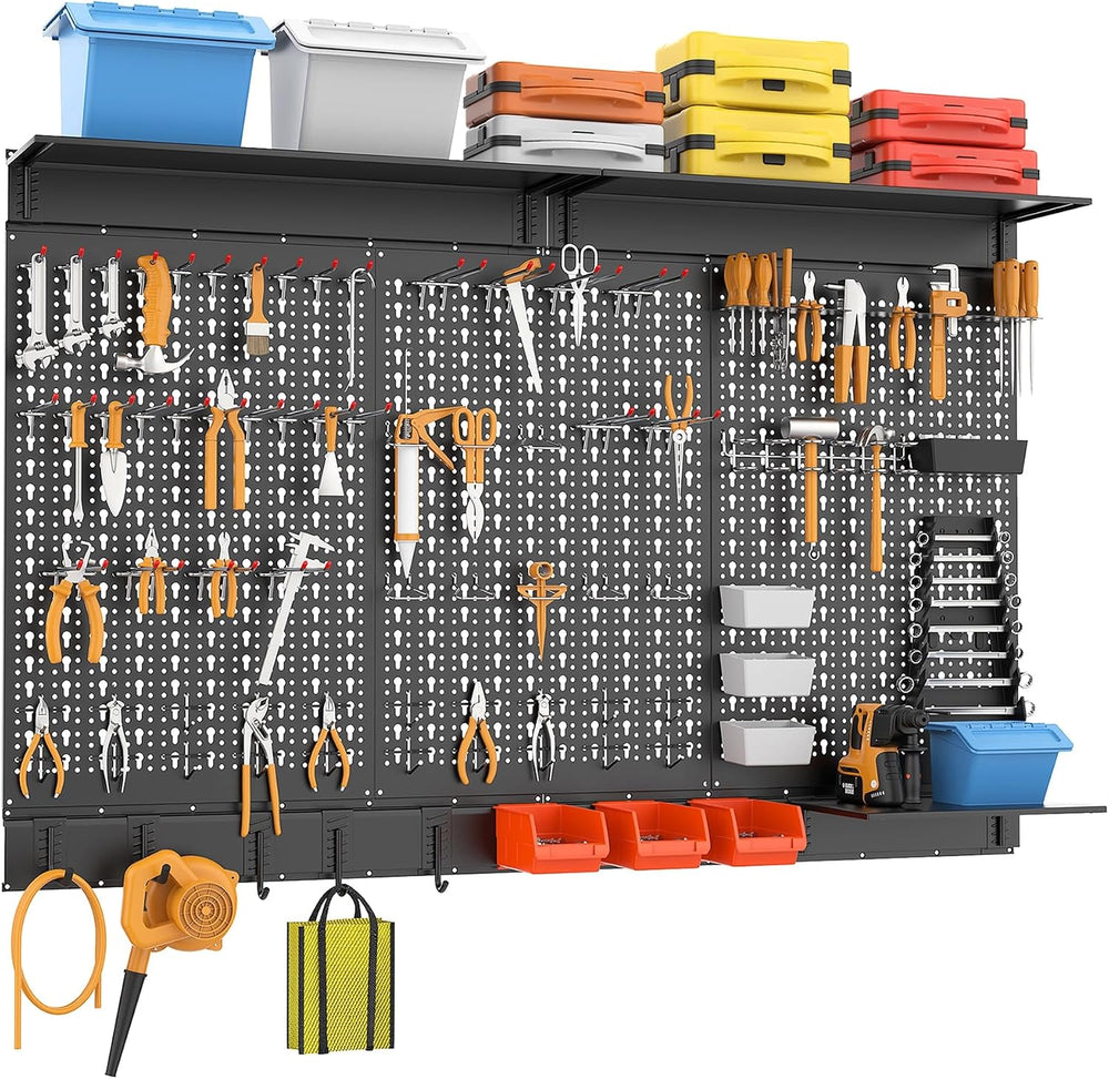 WALMANN 113 PCS Pegboard Wall Organizer Kit with Pegboard Hooks, Black