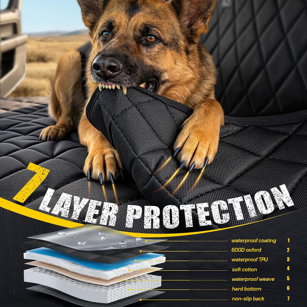 Rorhxia XL Dog Truck Seat Cover for Back Seat with 3 Support Rods