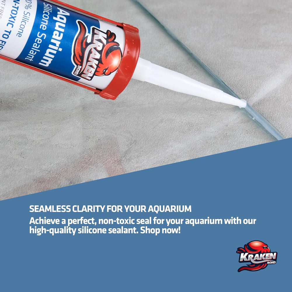 Kraken Bond Aquarium Silicone Sealant Clear - (12x10.1 fl. oz.) 100% Waterpro...