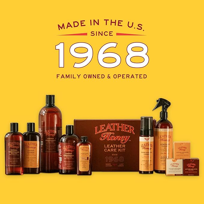 Leather Honey Complete Leather Care Kit: Cleaner, Conditioner, 2 Cloths.