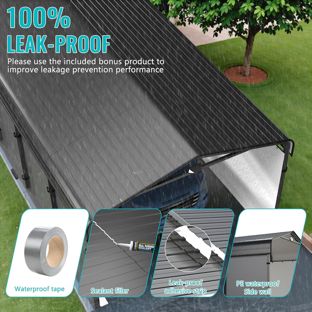 Sannwsg 12x20Ft Metal Carport Canopy Heavy Duty, Removable Sidewall