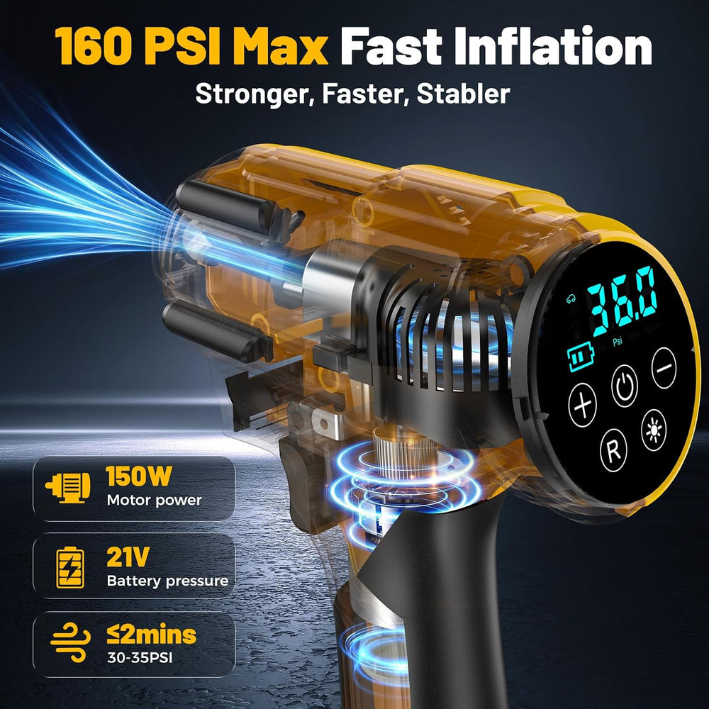 Tire Inflatopr Portable Air Compressor - 160PSI&21V Battery Tire Pump