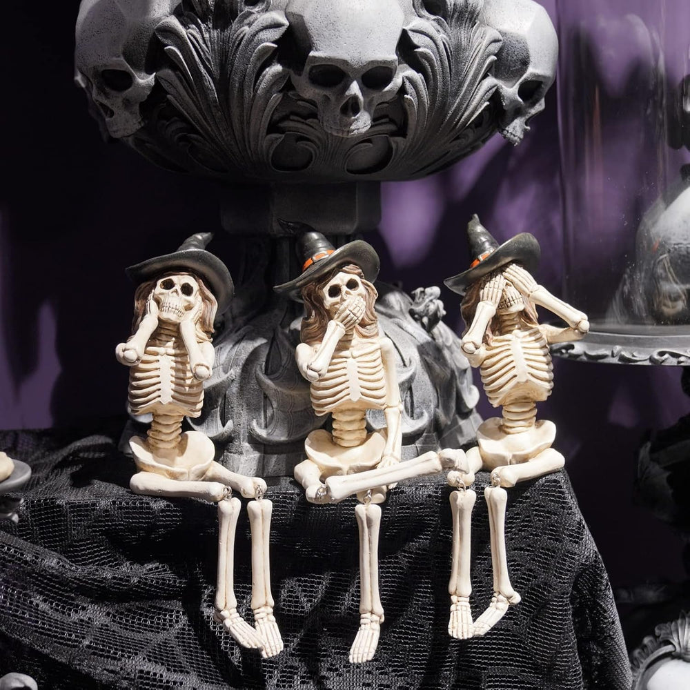 Newman House Studio Halloween-Dรฉcorations No-Evil-Skeleton-Figurines