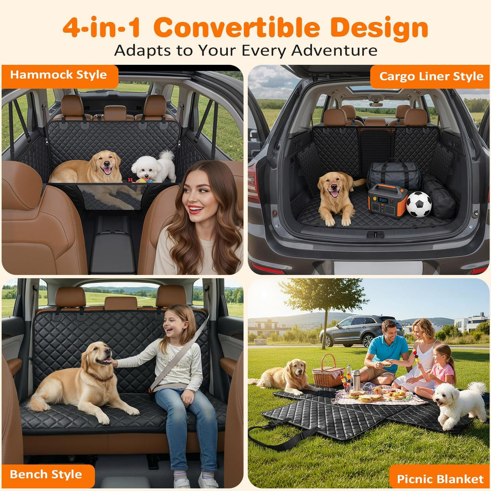 URPOWER 4 in 1 Dog Seat Cover for Full-Size Trucks, Waterproof Hammock