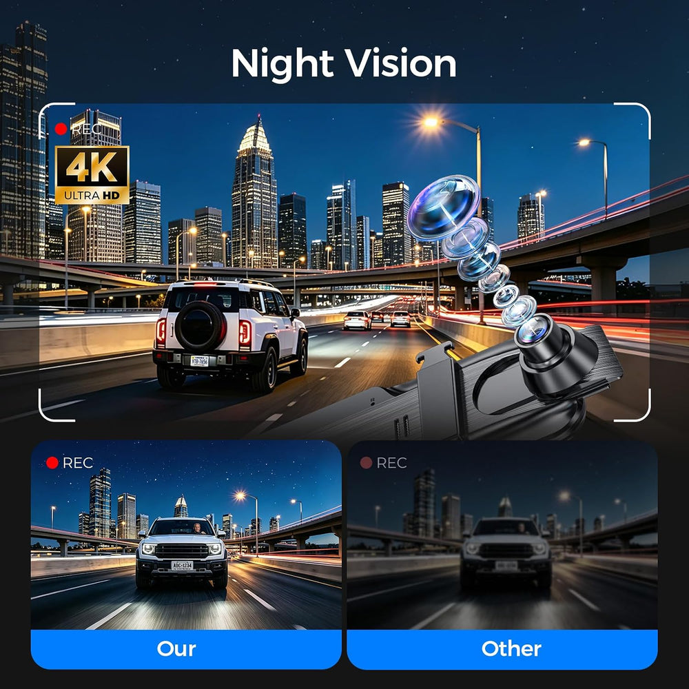 4K Mirror Dash Cam, Rear View Mirror Camera 10'', FHD Full Touch Scre...