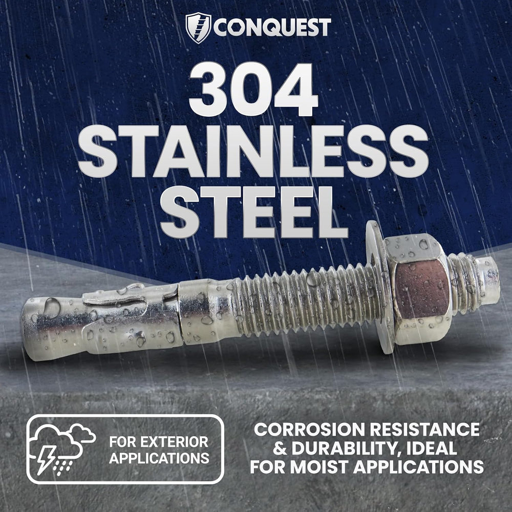 Conquest 304 Stainless Steel Wedge Anchors for Concrete 3/4” x 5-1/2”