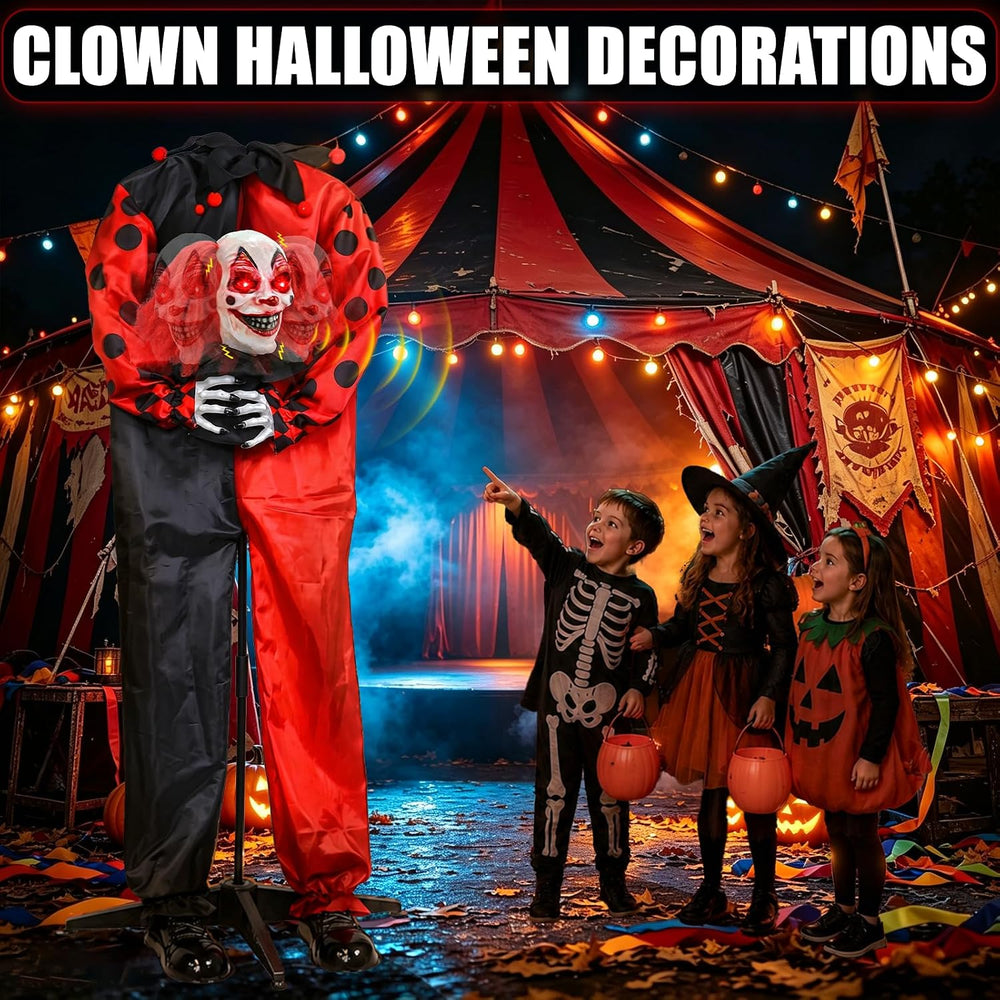 60" Halloween Animatronic Standing Talking Clown Yard Decorations Outdoor