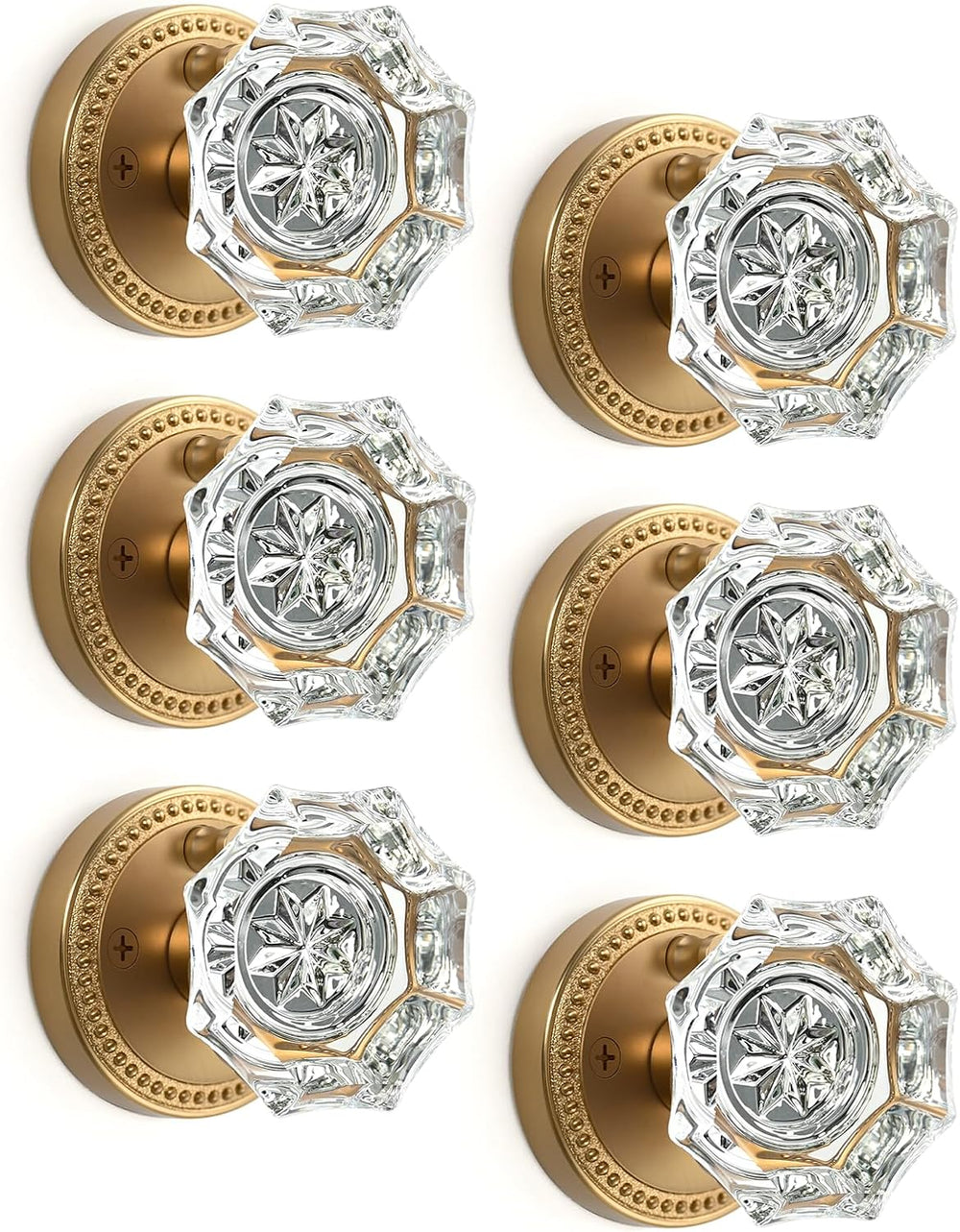 Asidrama 1 Pack Champagne Bronze Privacy Crystal Door Knobs