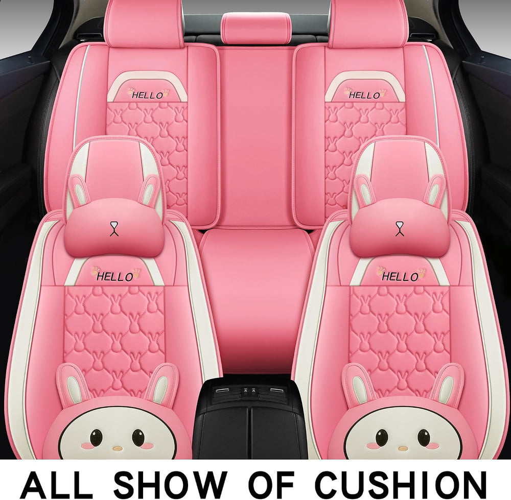 INZU Cute Cartoon Rabbit Comfortable Car Seat Covers with Waterproof PU Leath...
