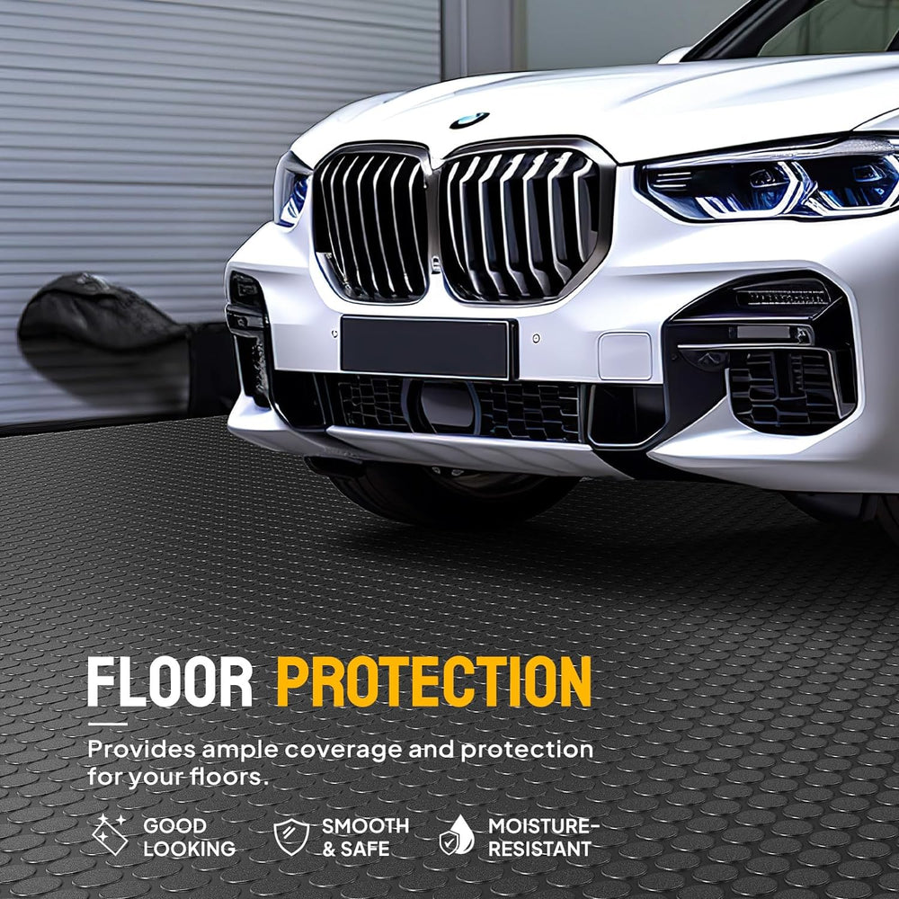 TUFFIOM 7.5 x 17 FT Garage Floor Mat, Thickened Coin Plate PVC Garage Mats Fl...