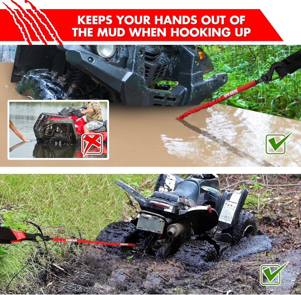 XPV AUTO Recovery Strap (18,000lb.) 2FT with Winch Hook and D-Ring Shackle Sy...