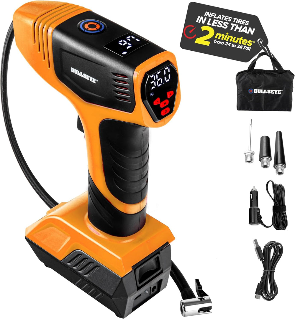 Bullseye Pro Cordless Tire Inflator Portable Air Compressor 150 PSI
