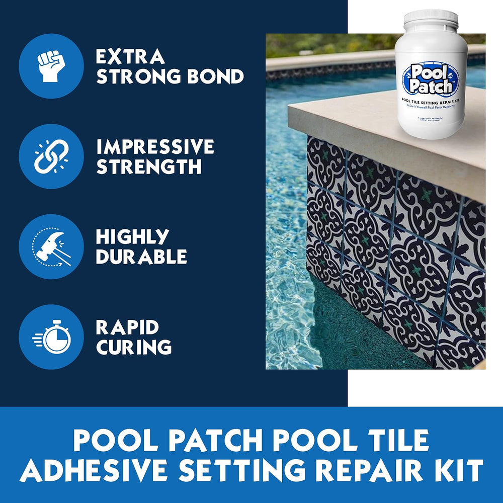 Pool Patch Pool Tile Thinset Adhesive Repair Kit 10 lb - Easy to Mix and Appl...