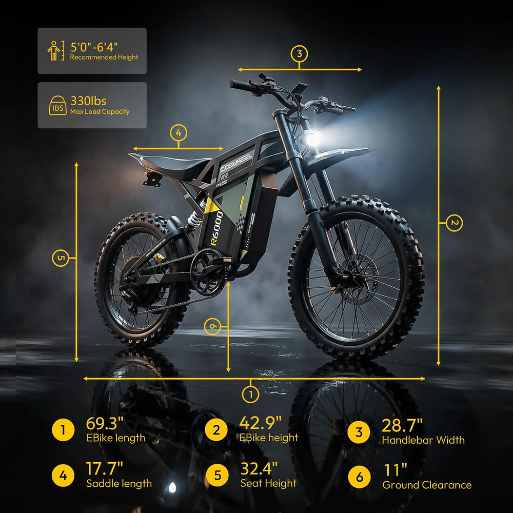 COSWHEEL Electric Dirt Bike for Adults, 7000/9000W Peak Motor Electric Motorc...