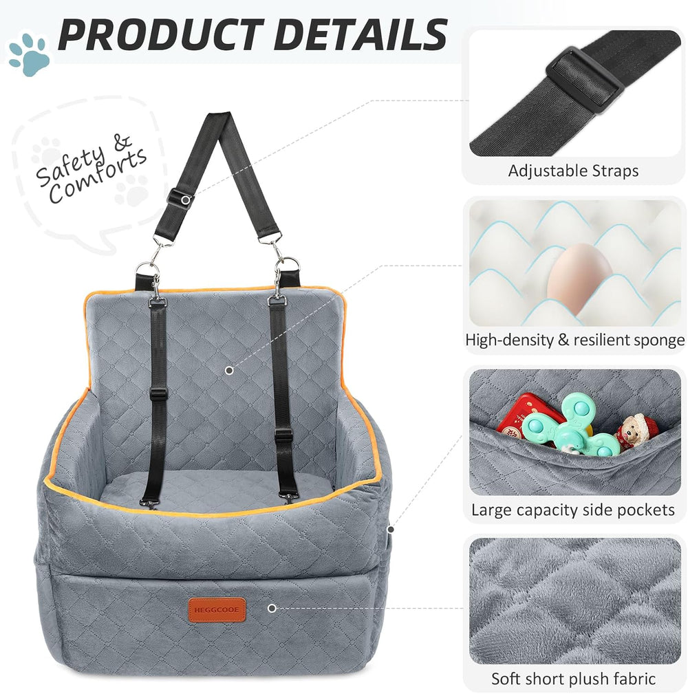 Dog Car Seat for Small Medium Dogs, Memory Foam Puppy Dog Booster Seat with T...