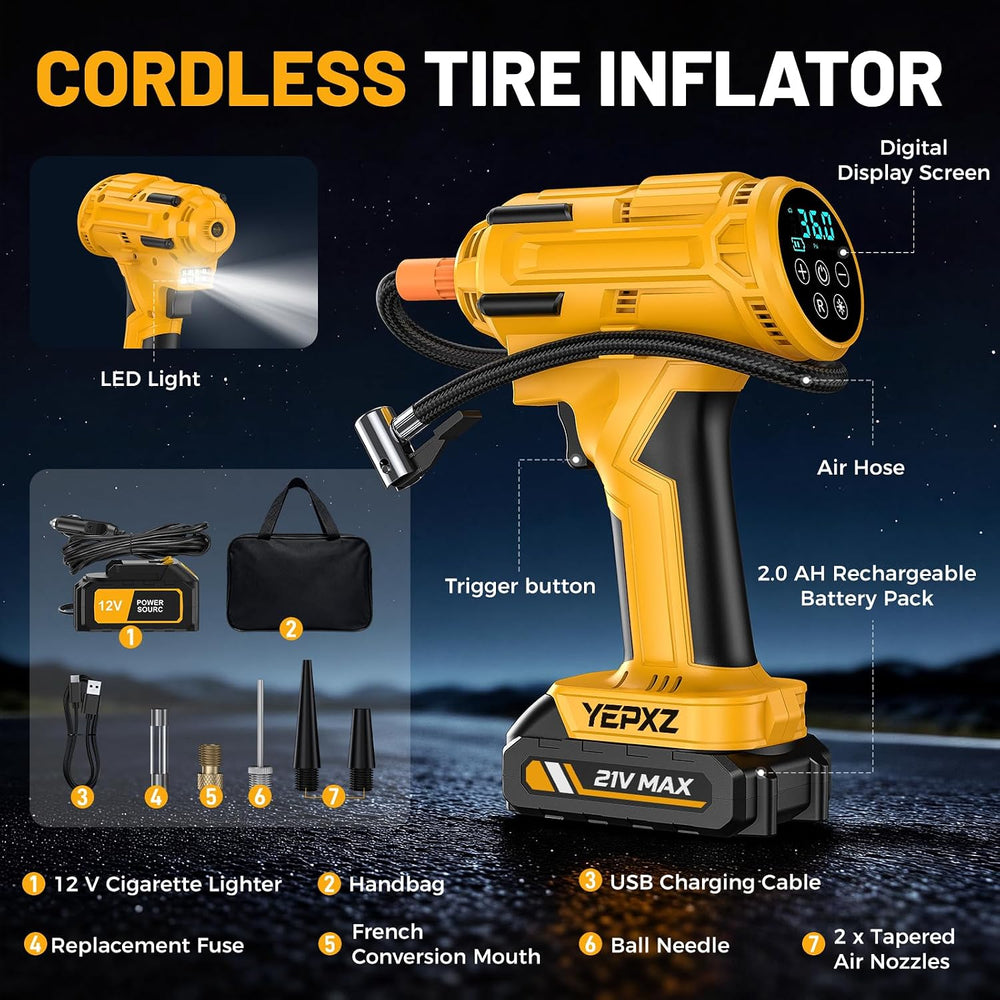 Tire Inflatopr Portable Air Compressor - 160PSI&21V Battery Tire Pump
