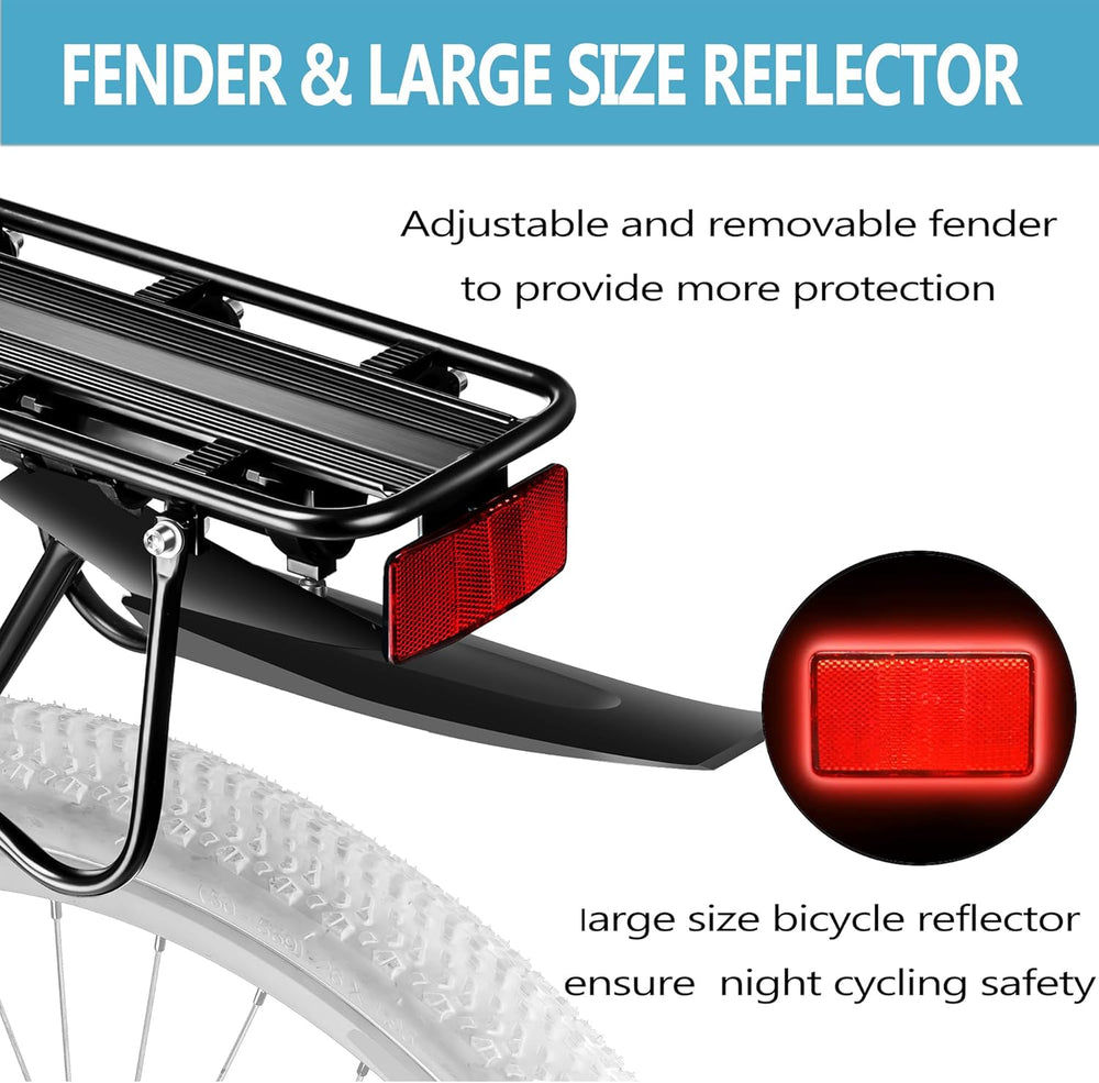 Rear Bike Rack,Bike Cargo Rack w/Fender & Large Size Reflective,Quick Rel...