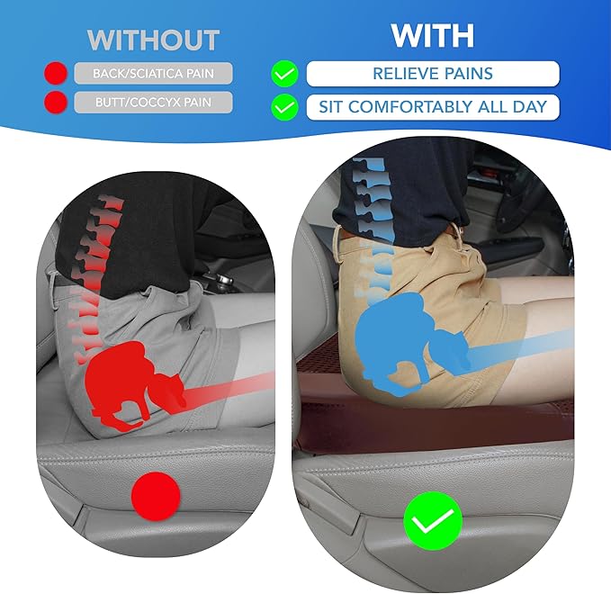 Car Seat Cushion, Comfortable Memory Foam Seat Pillow