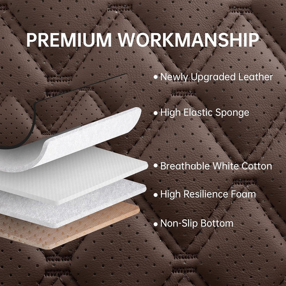 Brown Car Seat Covers Full Set,5 Seat Leather Seat Covers for Cars