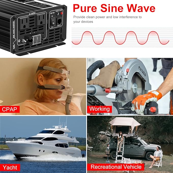 DC 12v AC 120V 60HZ Pure sine Wave 3000w Solar Power Inverter