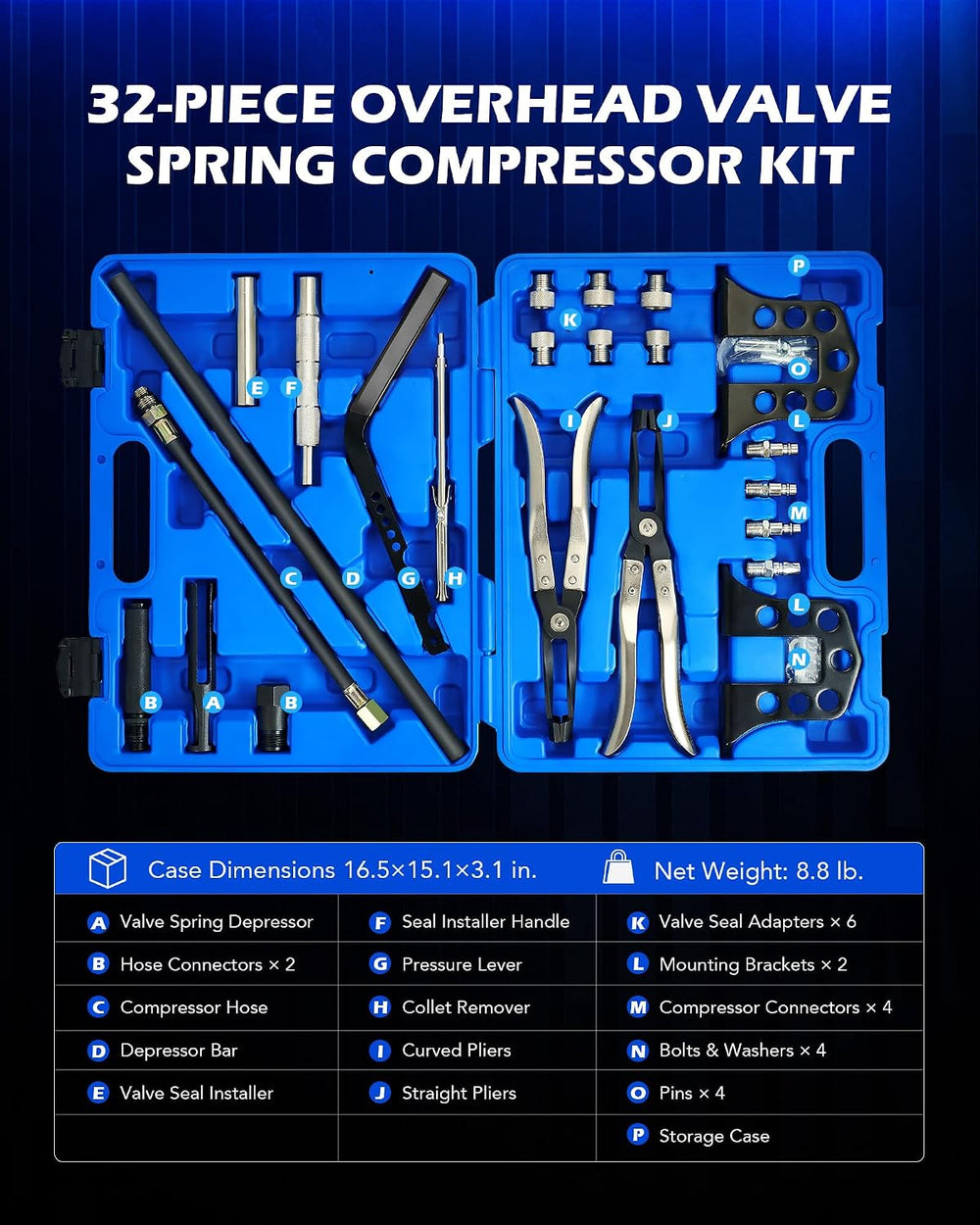 OMT Valve Spring Compressor, Valve Stem Tool Valve Holder Tool Valve Keeper